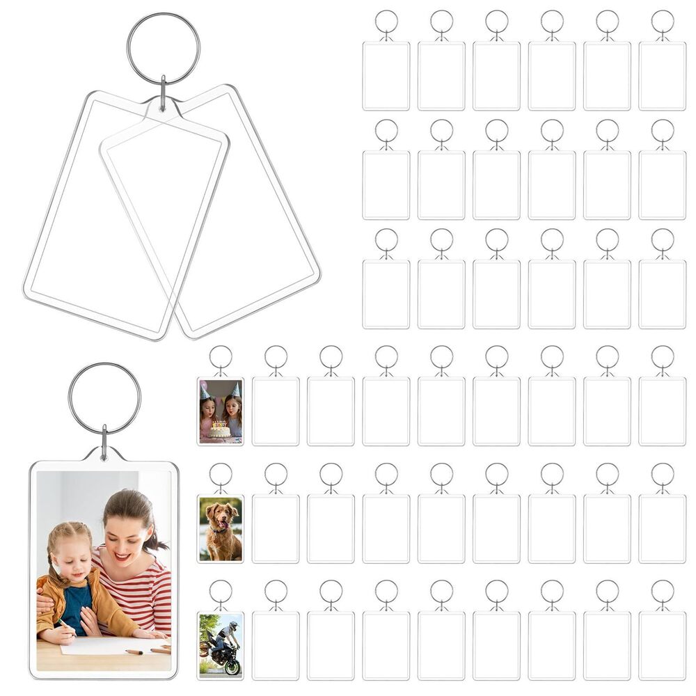 4457 45Pcs Photo Keychain 2 x 3inch Acrylic Clear Picture Frame Keychain